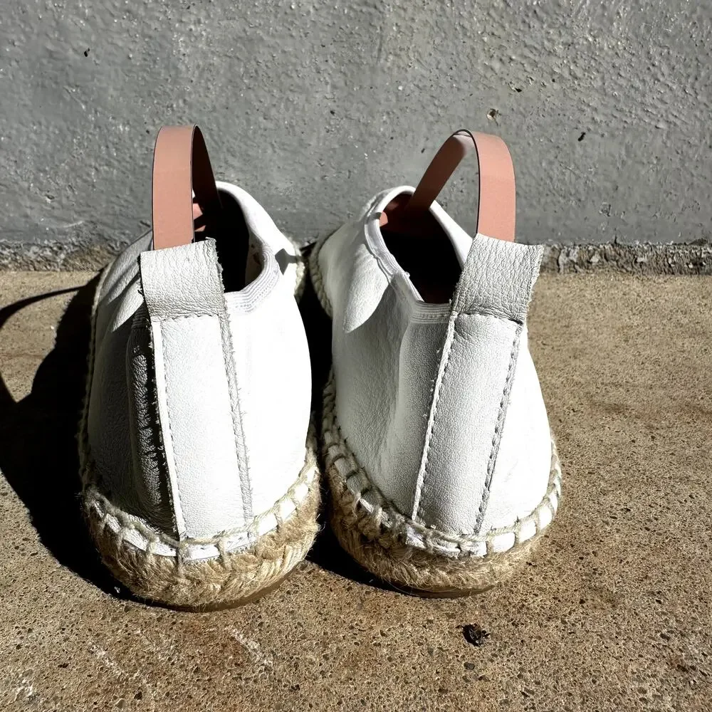 Free People Maya Espadrille Ballet Flats Almond Toe Slip On Leather White 6